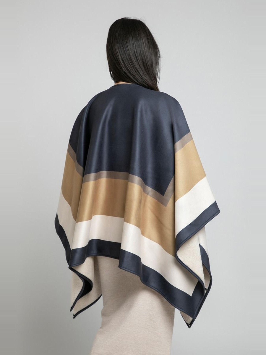 Color Block Poncho