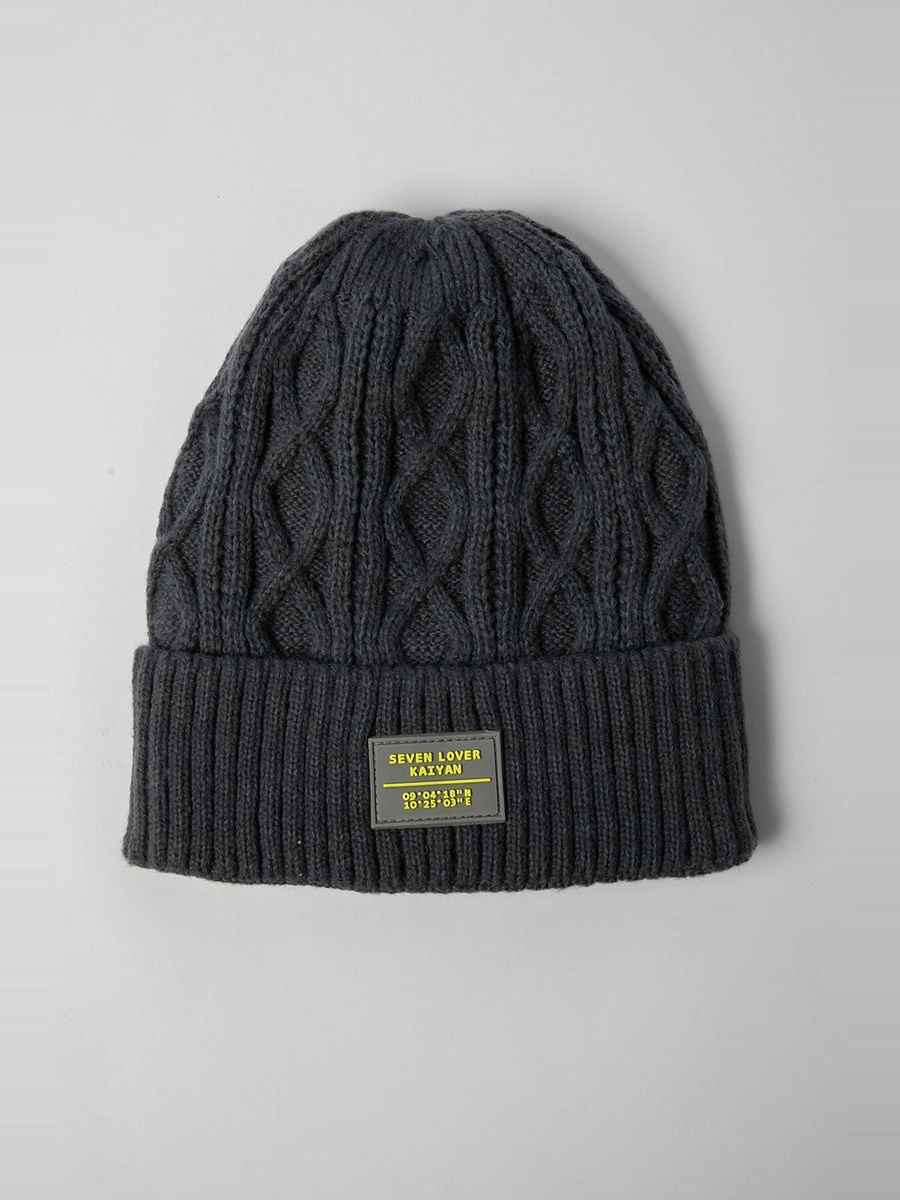 Quilted Knit Beanie with Fleece Lining
