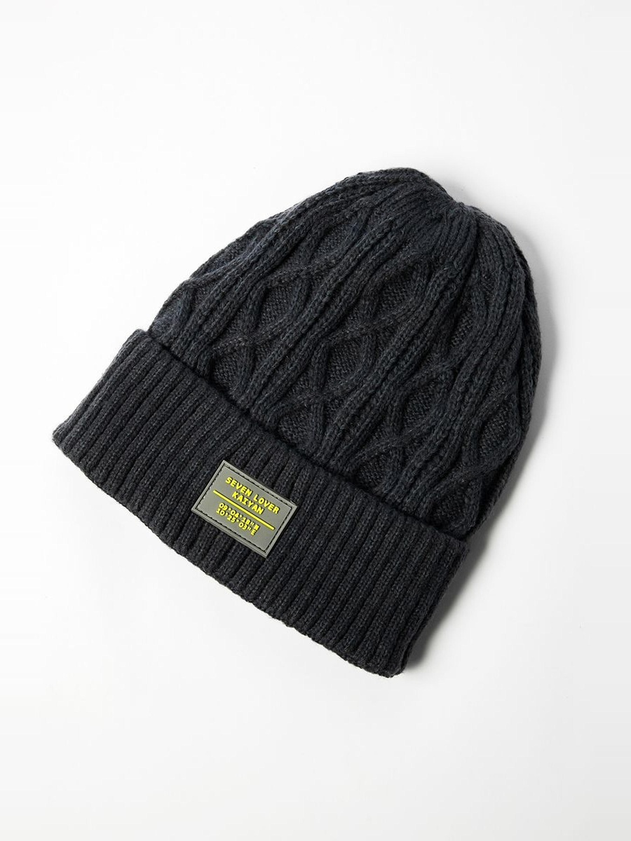Quilted Knit Beanie with Fleece Lining