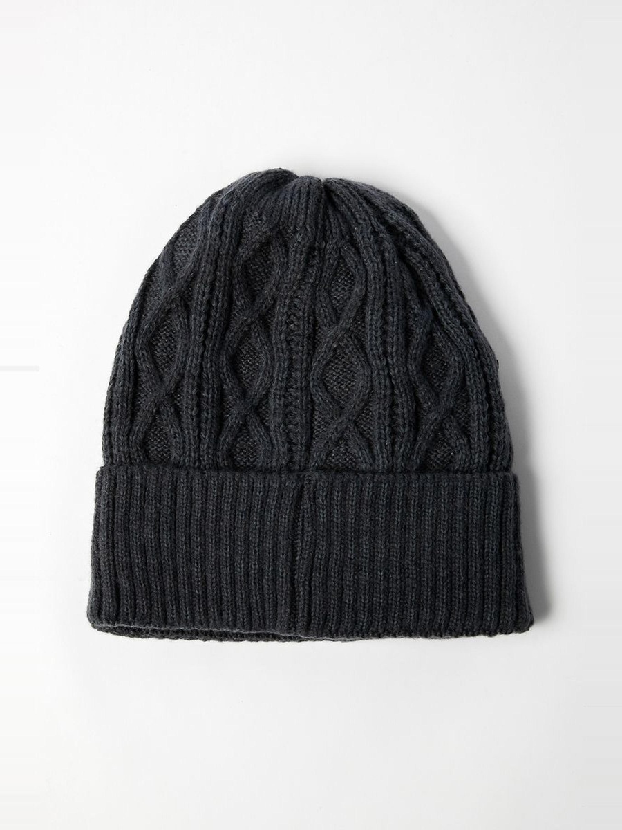 Quilted Knit Beanie with Fleece Lining