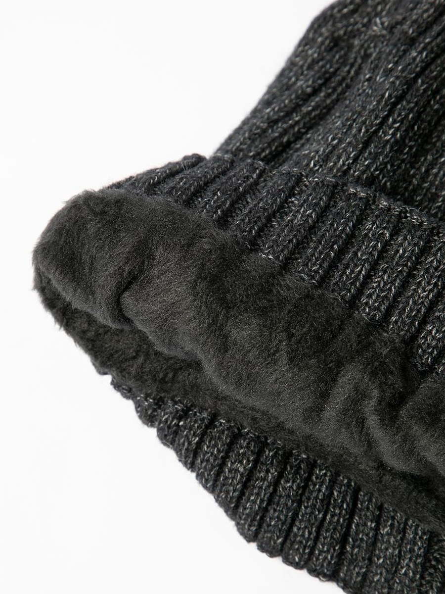 Ribbed Knit Beanie with Fleece Lining