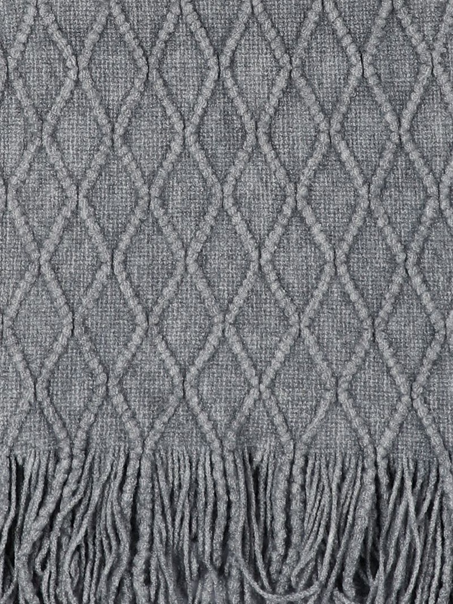 Textured Knitted Scarf with Fringe