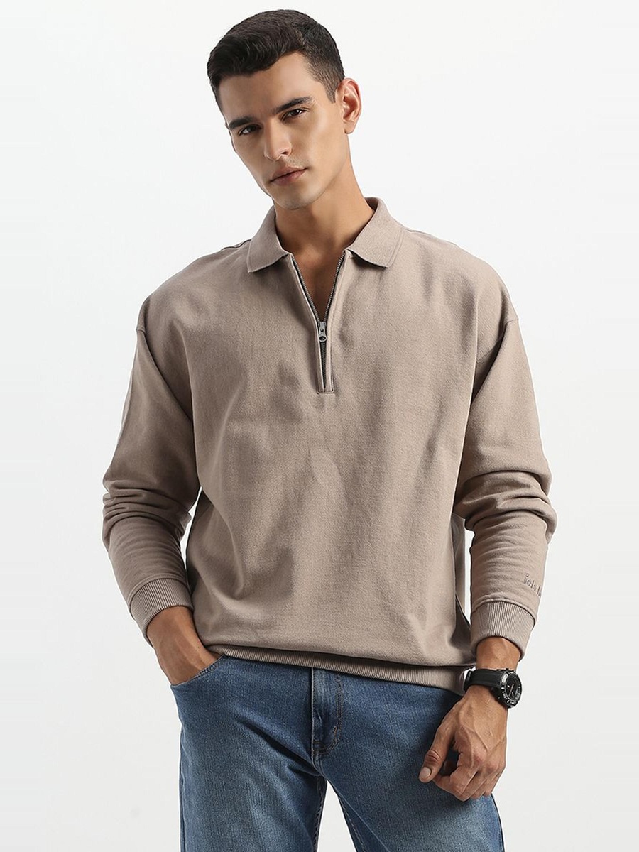 Men Polo Sweatshirt with Half Zip