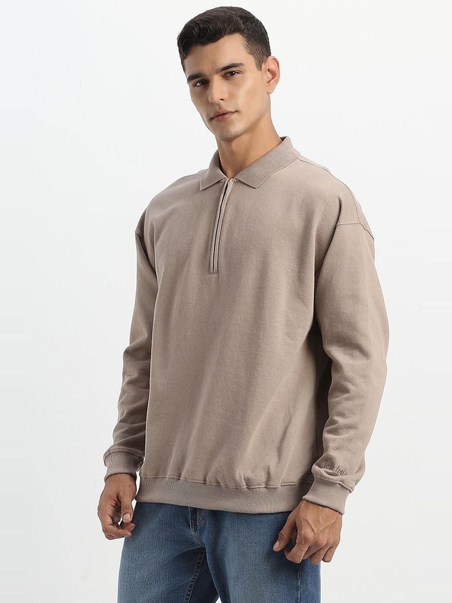 Men Polo Sweatshirt with Half Zip
