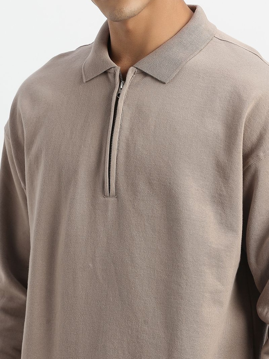 Men Polo Sweatshirt with Half Zip