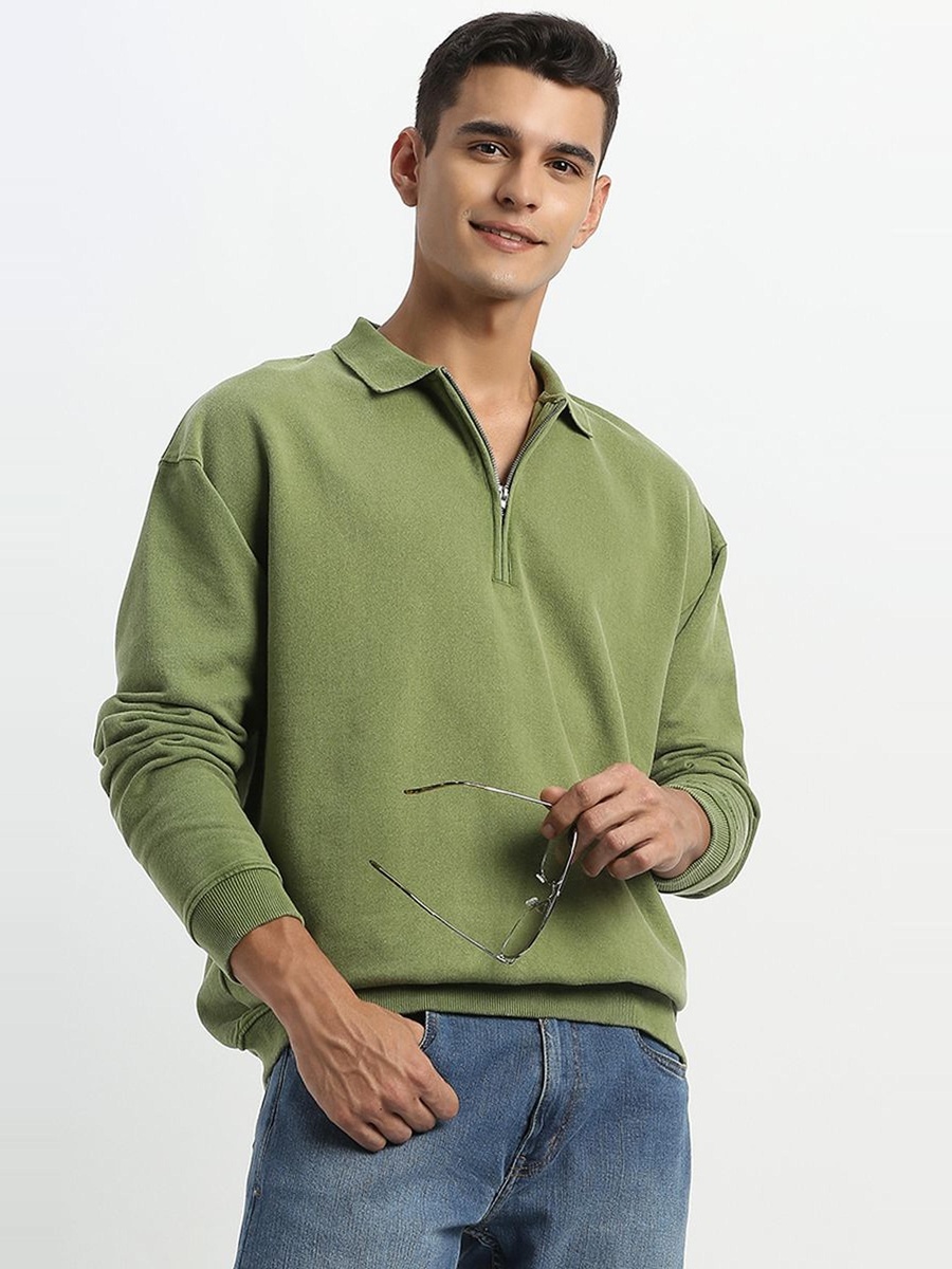 Men Polo Sweatshirt with Half Zip
