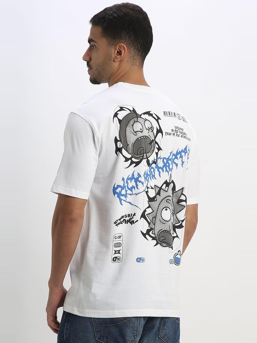 Men Graphic Front and Back Print T-Shirt