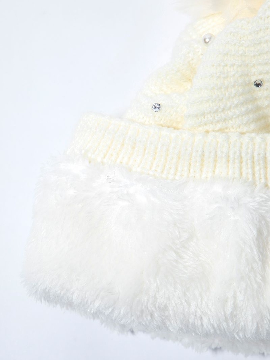 Knitted Beanie with Pearl Embellishment