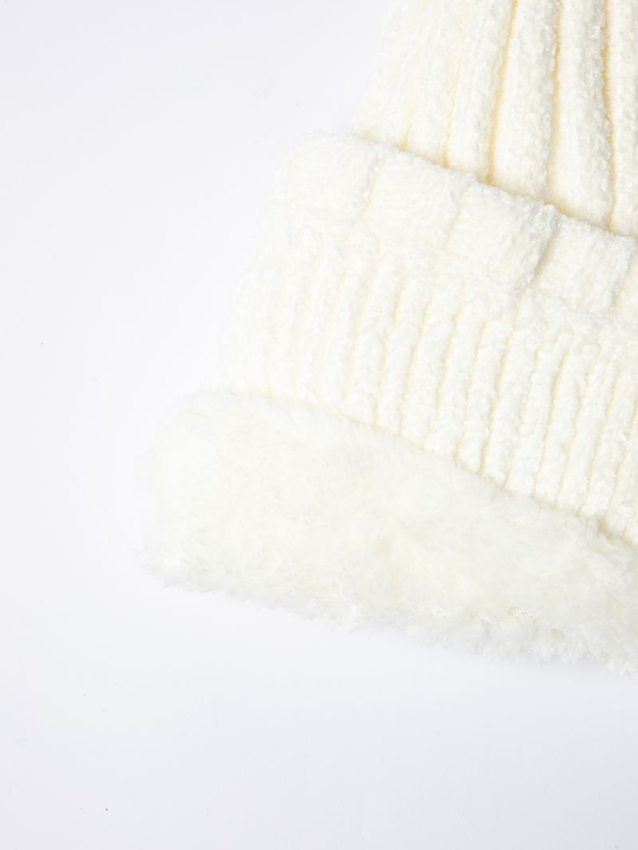Knitted Beanie with Faux Fur Pom Pom