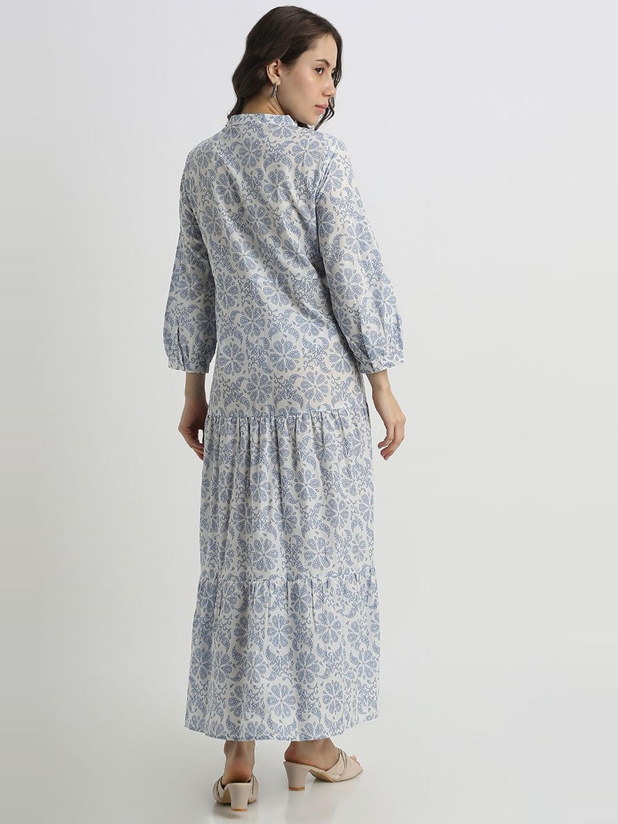 Long Sleeve Layered Maxi Dress with Full Print