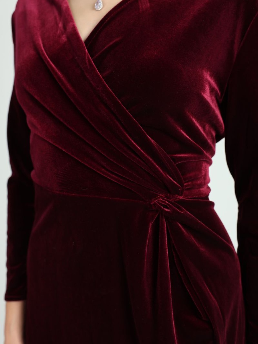 Velvet Wrap Midi Dress