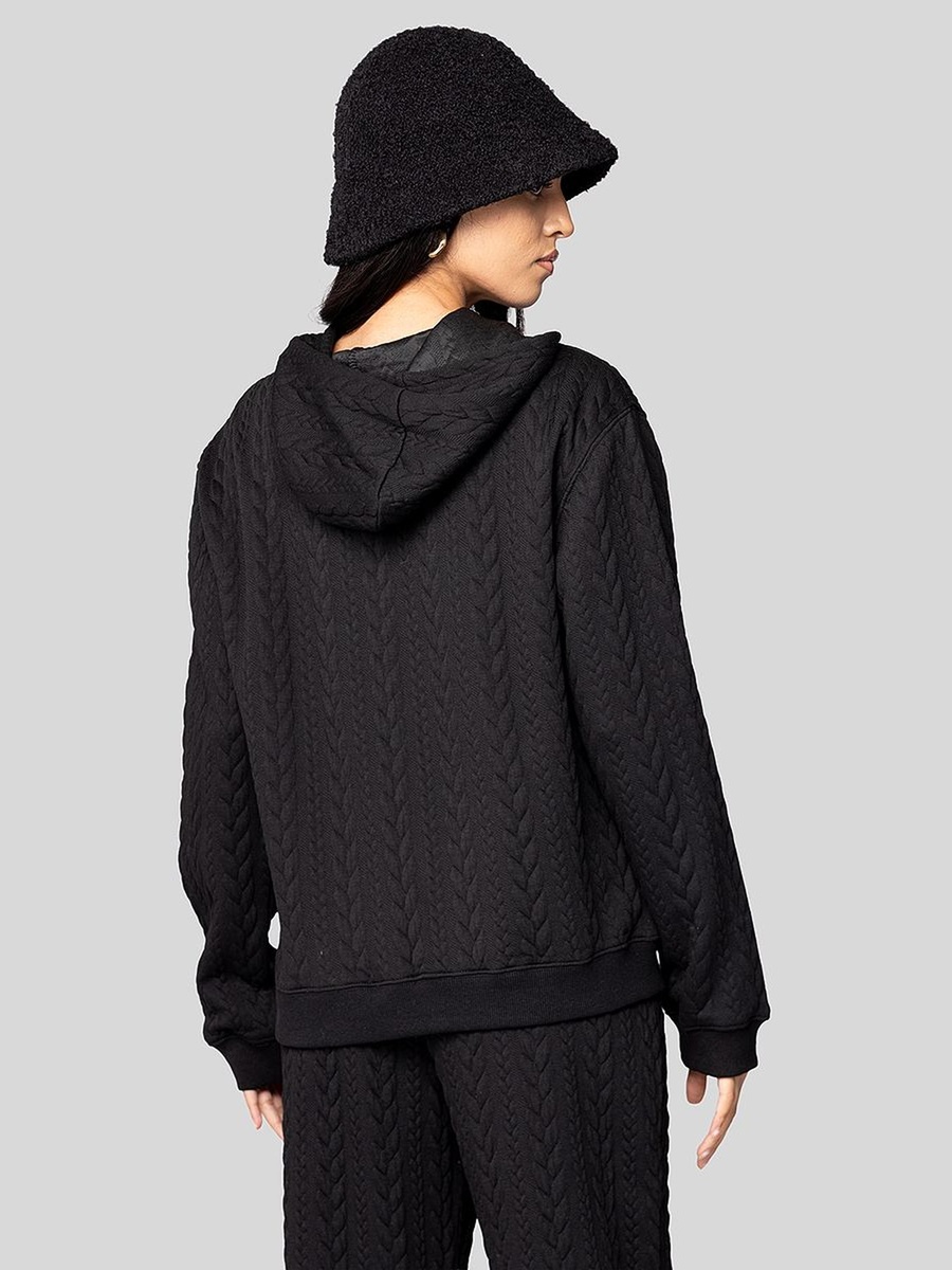 Women Quilted Textured Hoodie