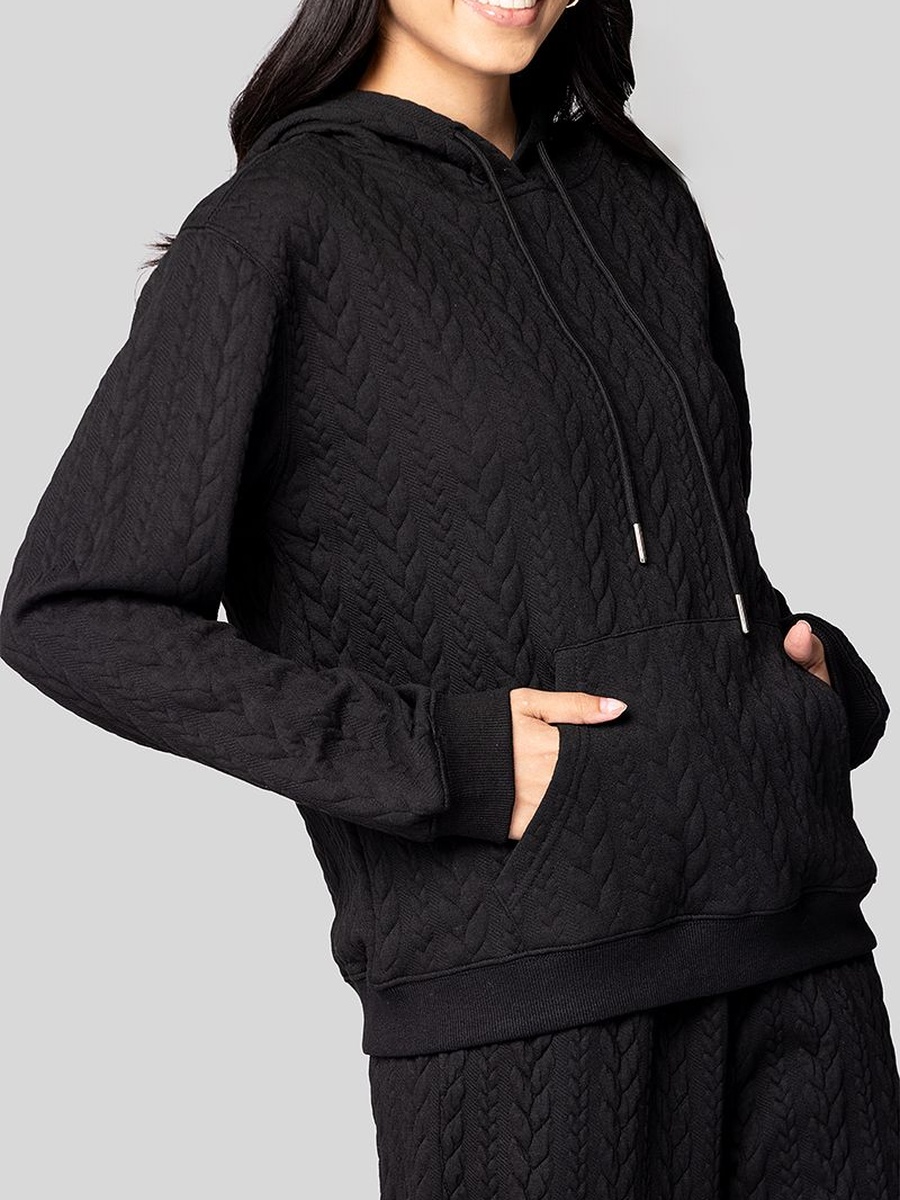Women Quilted Textured Hoodie