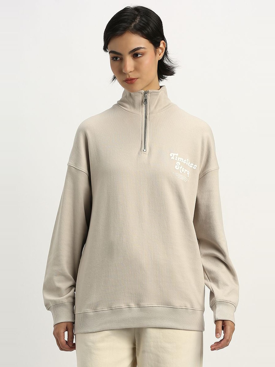 Half-Zip Sweatshirt with Print