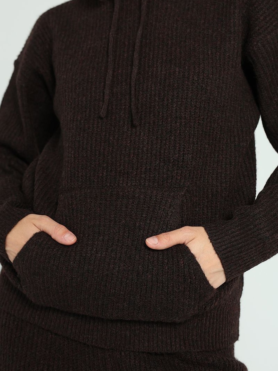 Knitted Hoodie with Faux Fur