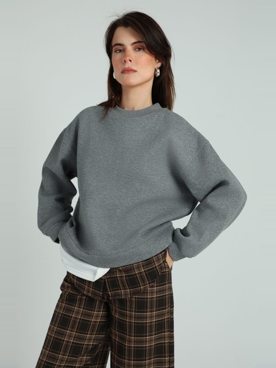 Oversized Sweatshirt with Layered Hem
