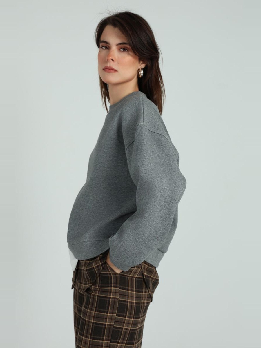 Oversized Sweatshirt with Layered Hem