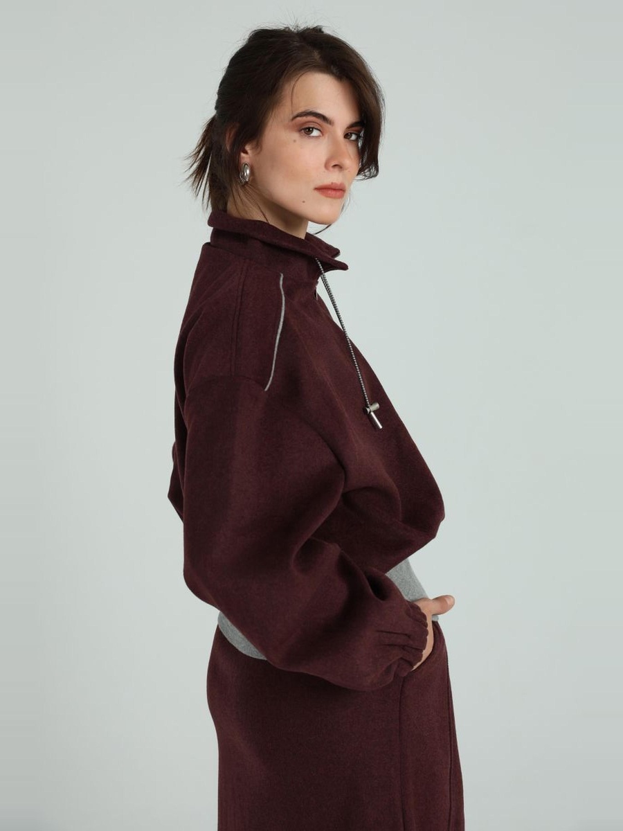 Cropped Sweatshirt with Half Zip