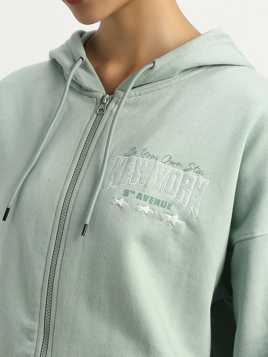Zip-Up Hoodie with Front Embroidery