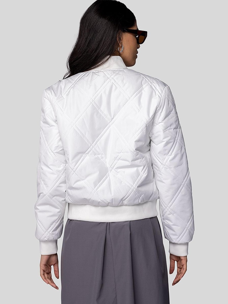 Quilted Short Jacket with Square Pattern