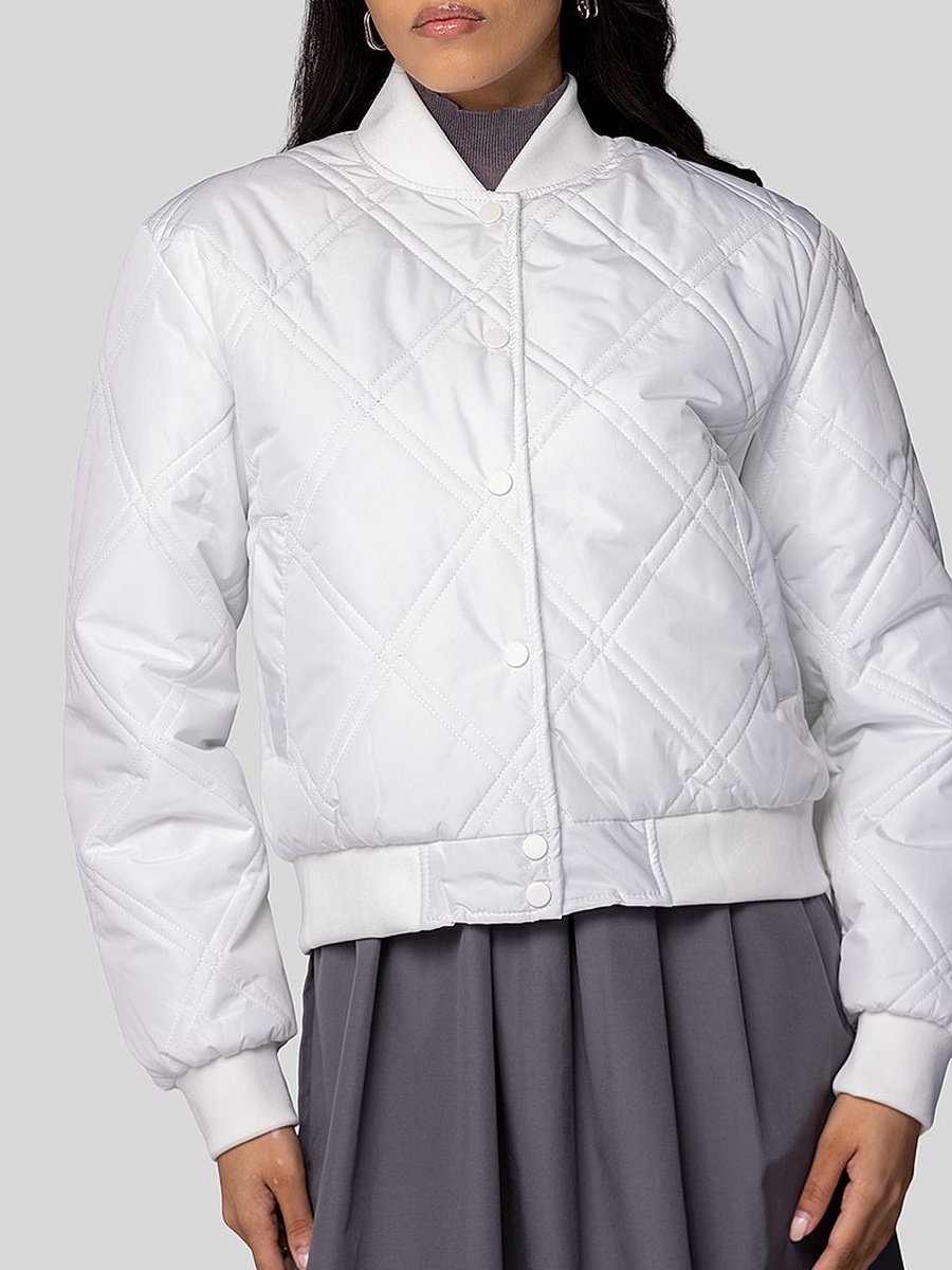 Quilted Short Jacket with Square Pattern