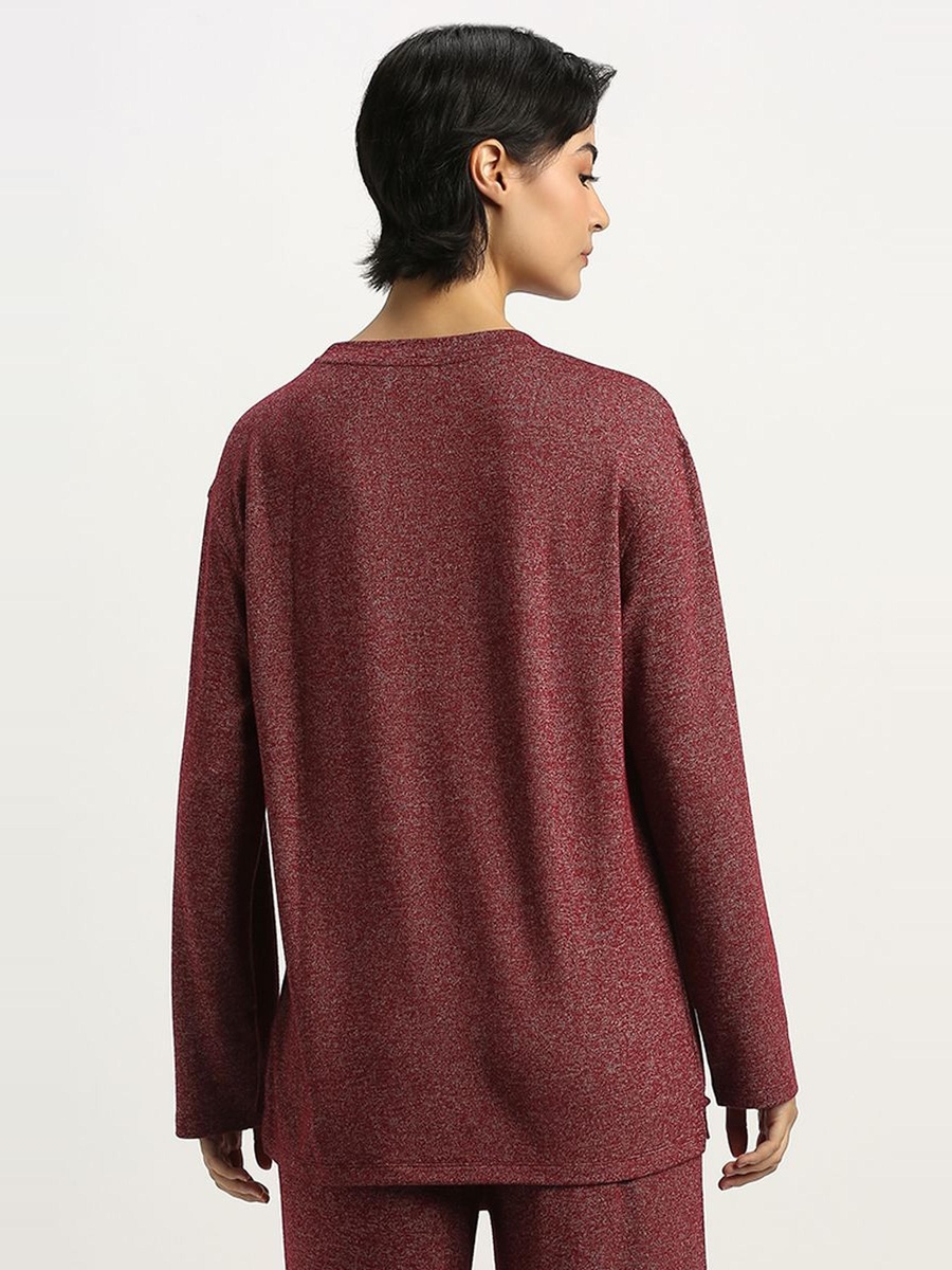 Loungewear Top with Front Embroidery