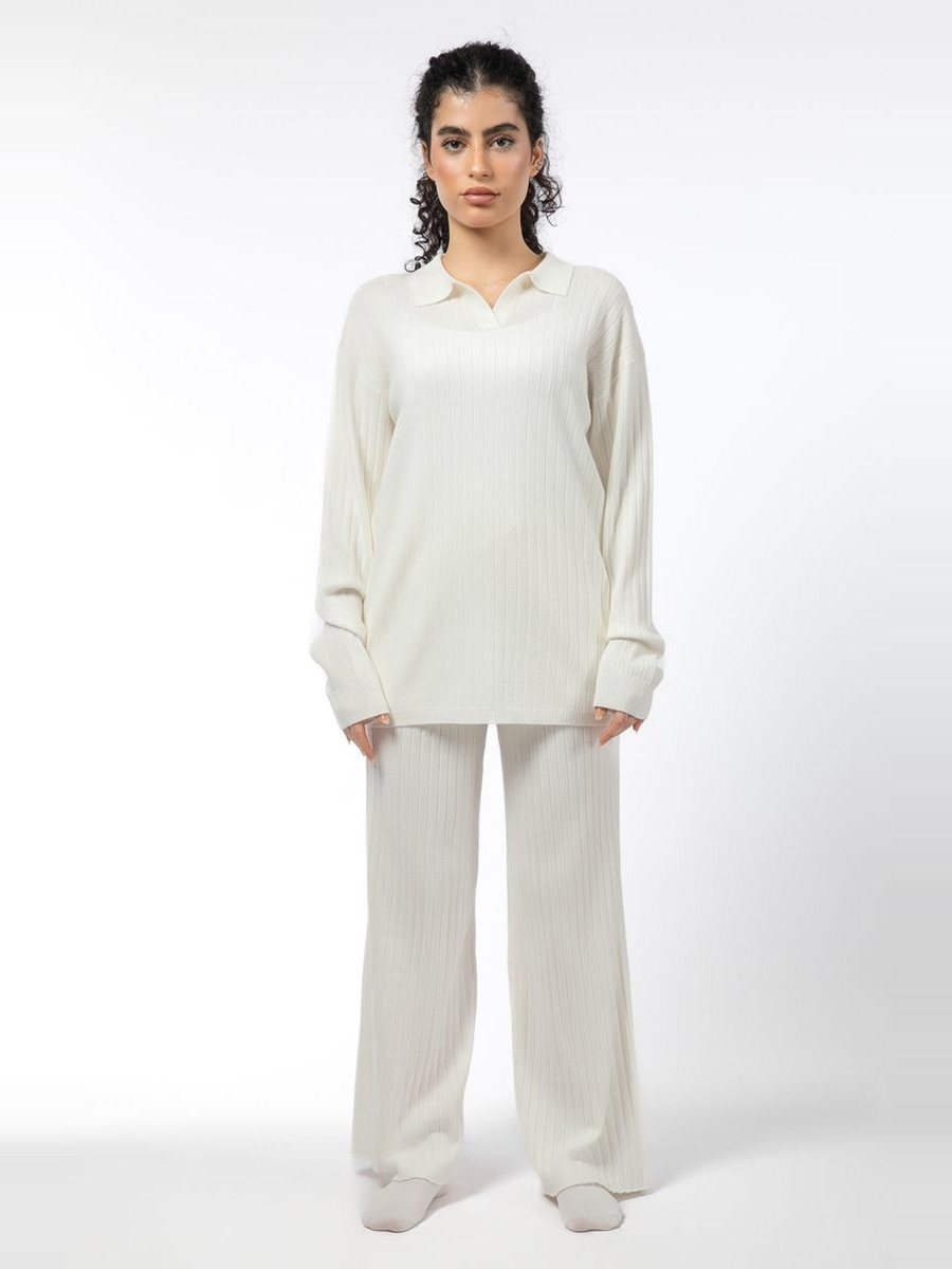 Ribbed Texture Knitted Lounge Top