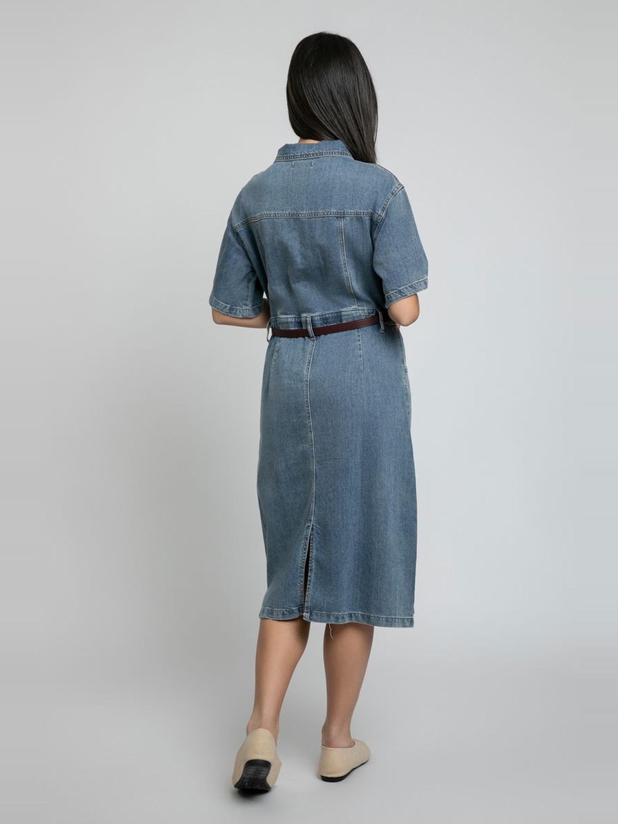 Denim Midi Shirt Dress