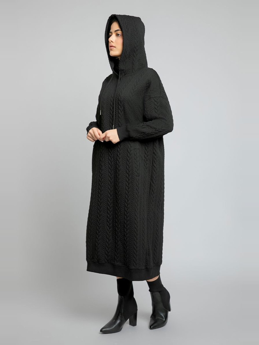 Knitted Hoodie Midi Dress