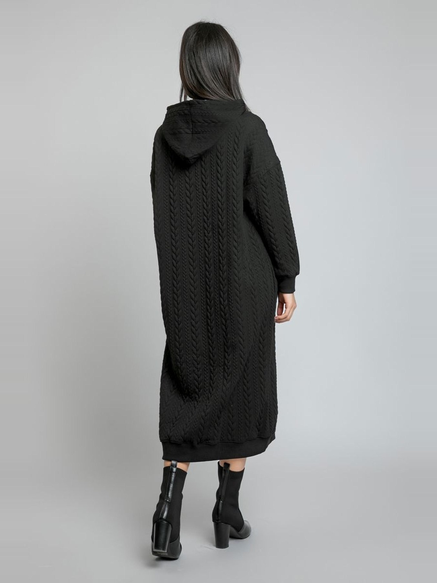 Knitted Hoodie Midi Dress