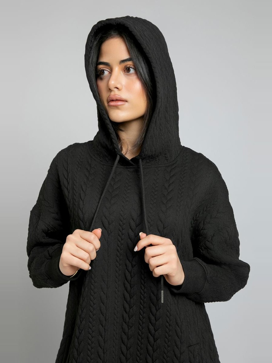 Knitted Hoodie Midi Dress
