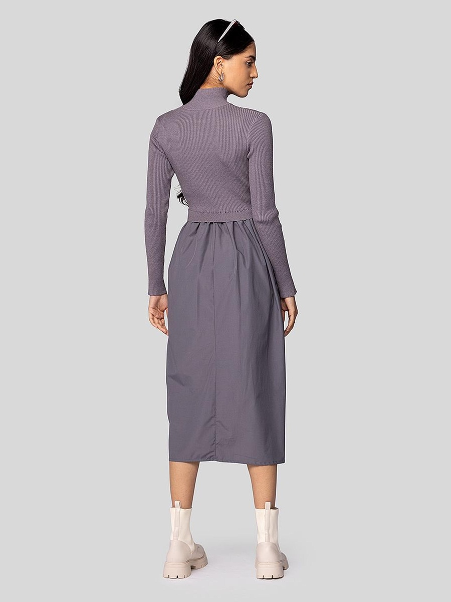 Midi Dress with Knitted Top Detail