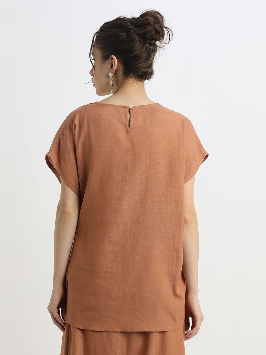 Solid Short Sleeve Top with Front Strap