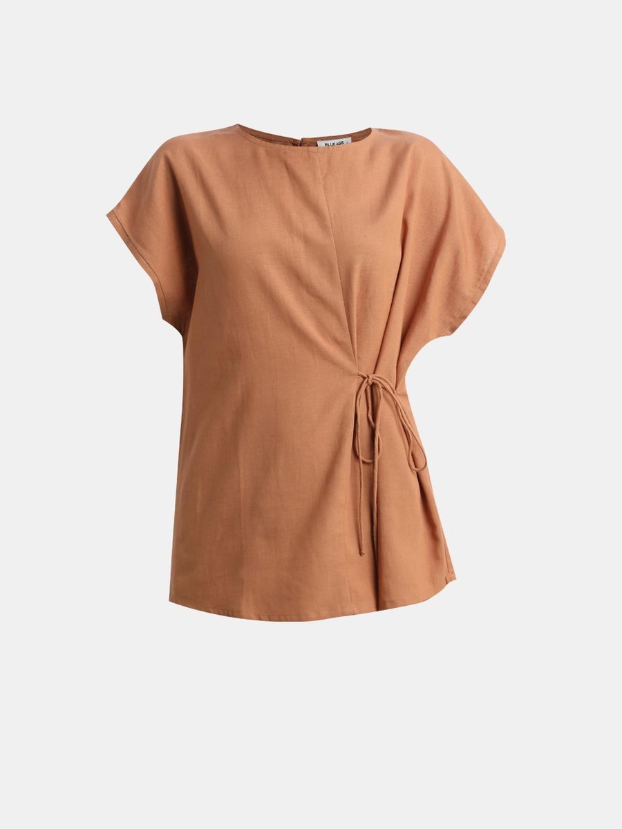 Solid Short Sleeve Top with Front Strap