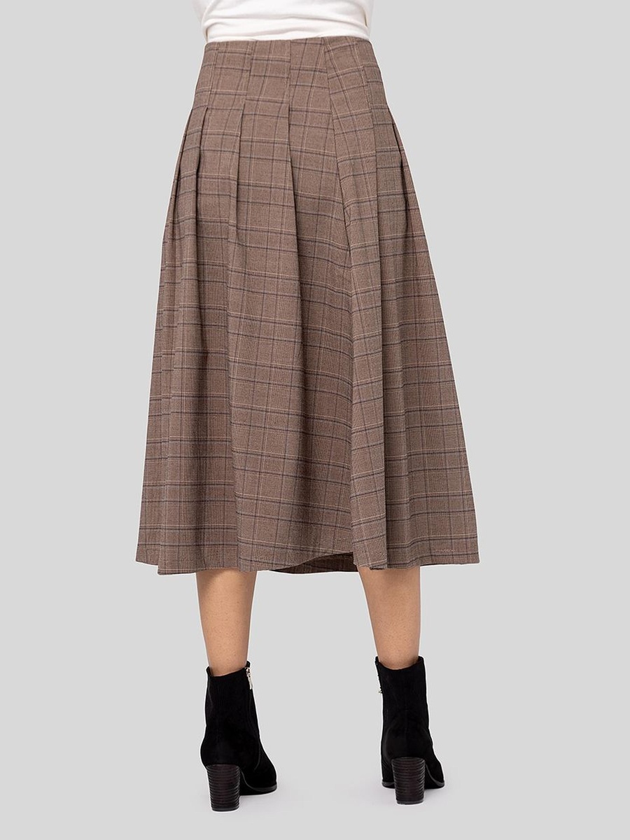 Midi Checkered Skirt with Belt