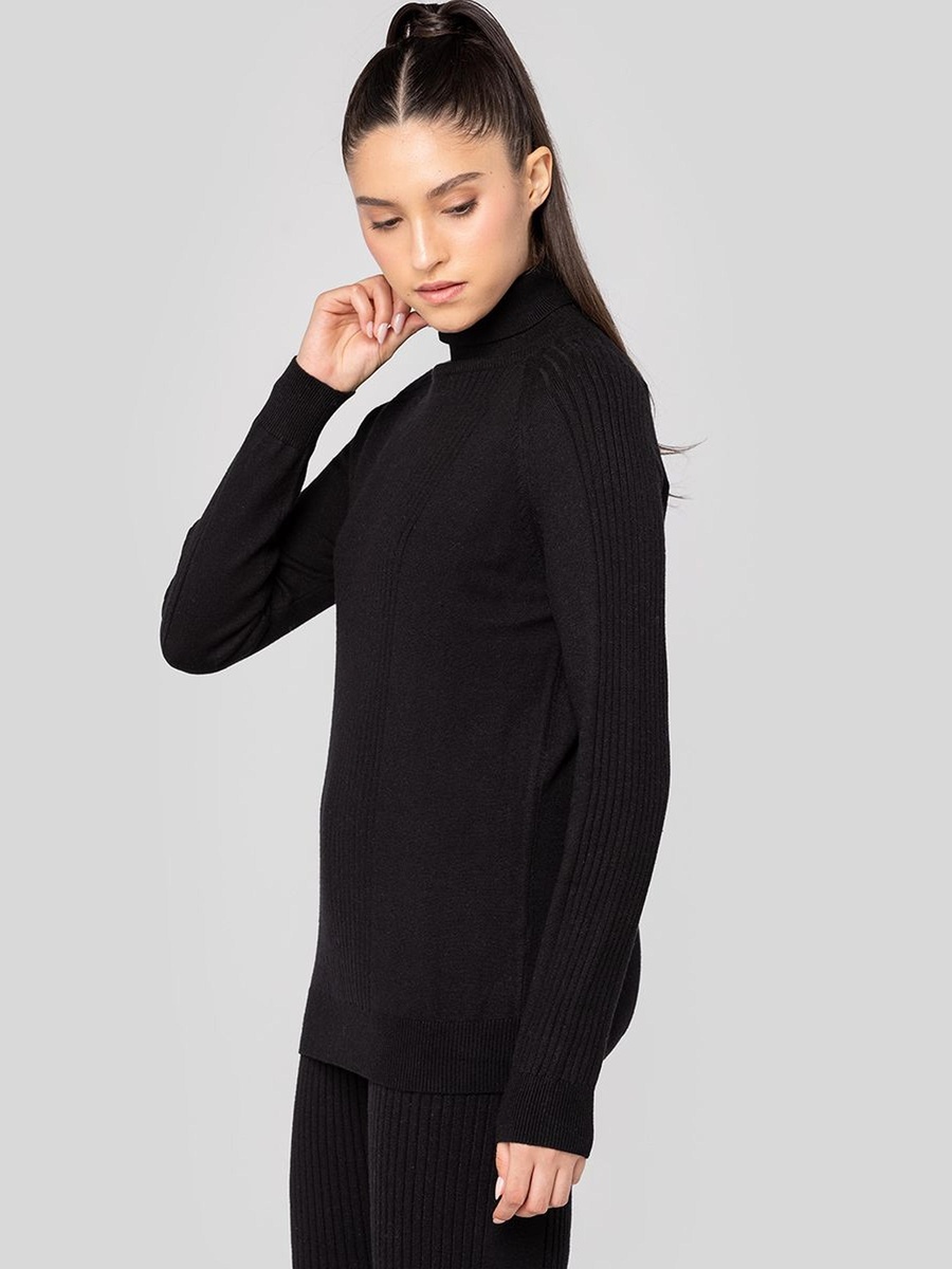 Ribbed Knit High Neck Sweater
