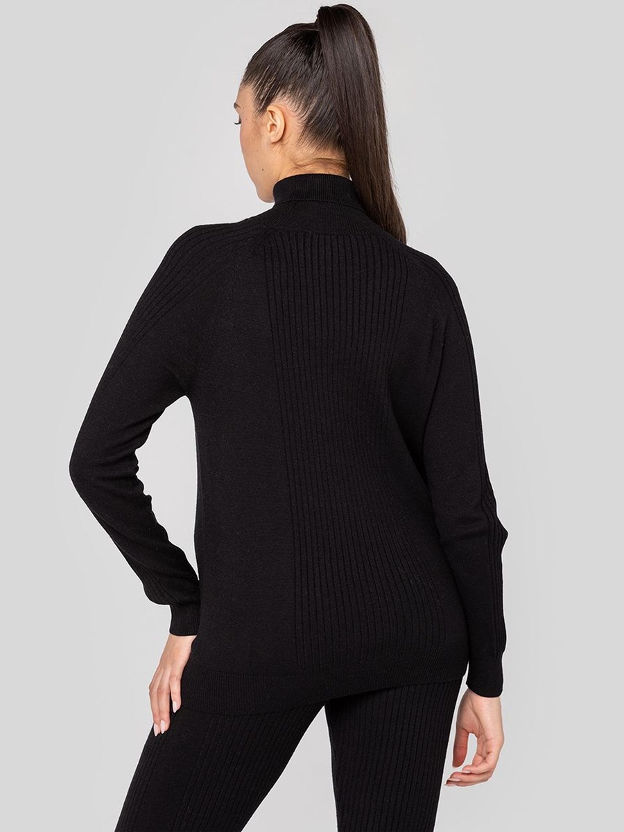 Ribbed Knit High Neck Sweater