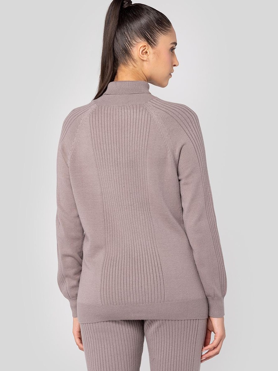 Ribbed Knit High Neck Sweater
