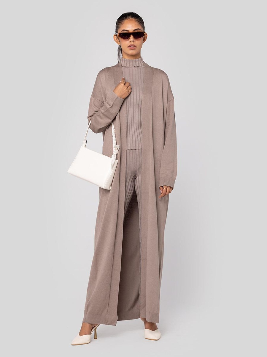 Long Knitted Open Cardigan