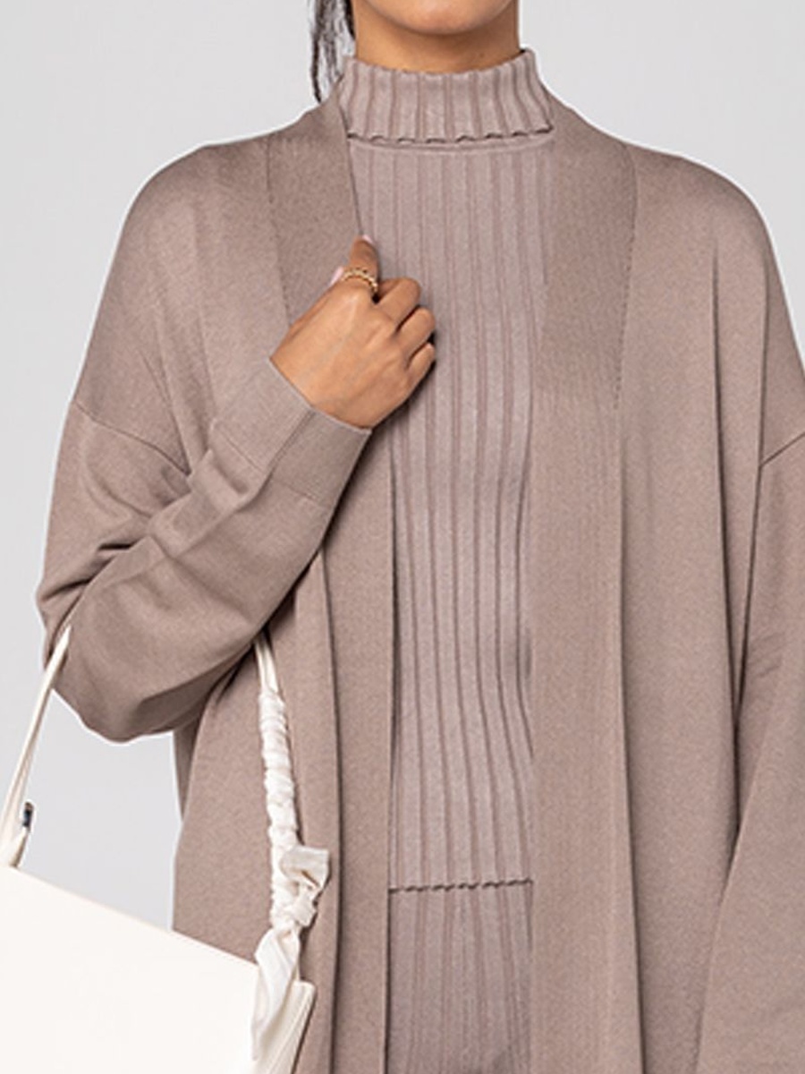 Long Knitted Open Cardigan
