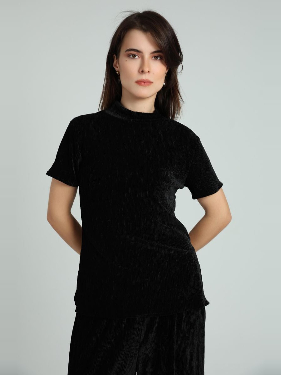 Short Sleeve Velvet Top