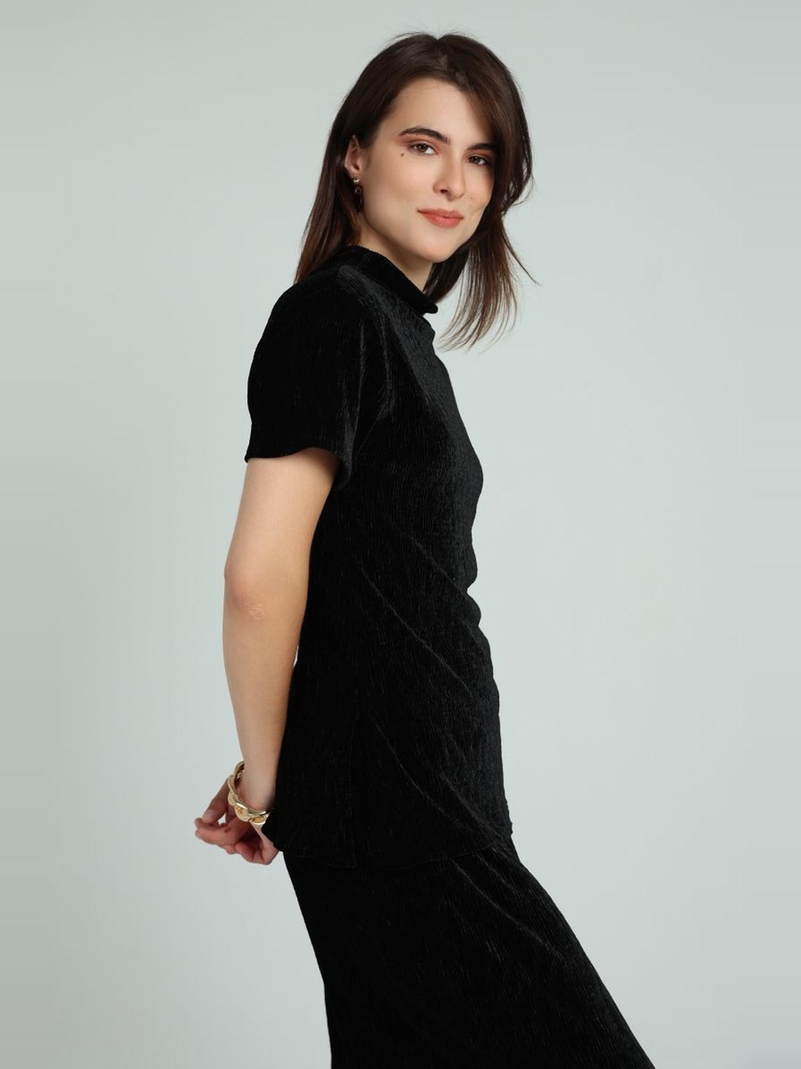 Short Sleeve Velvet Top