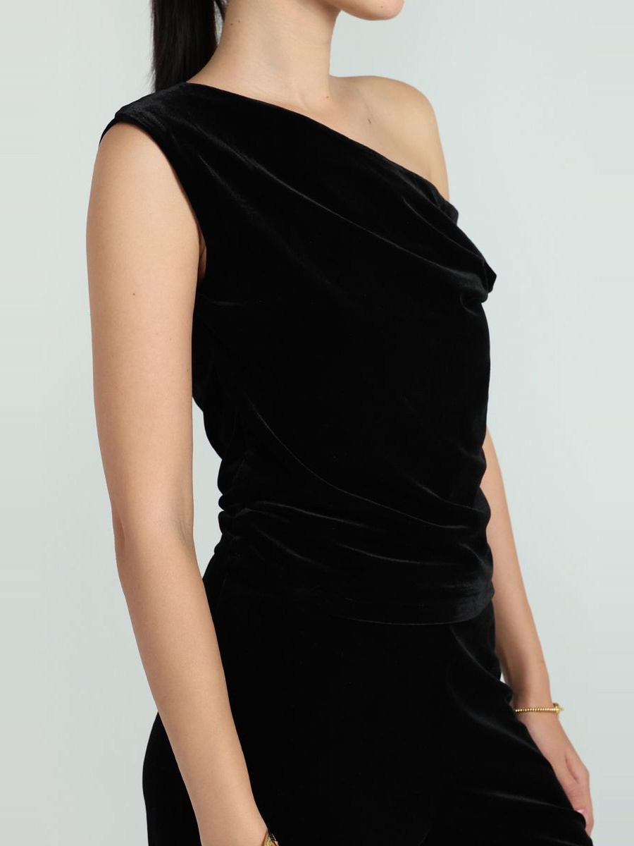 One-Shoulder Velvet Top