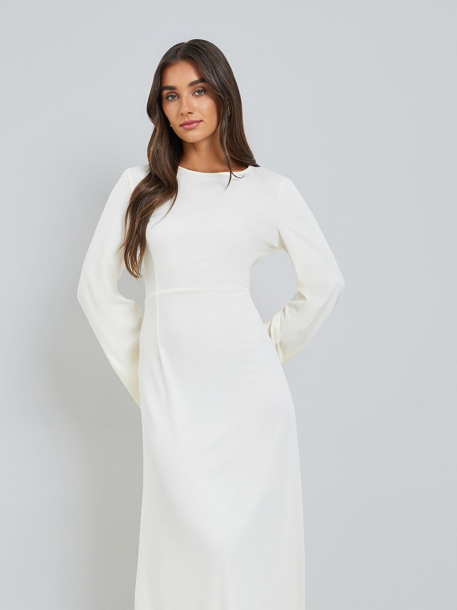 Women Cream Long Sleeve Maxi Dress For Women at Bahrain | Styli Women Cream Long Sleeve Maxi Dress For Women at Bahrain | Styli