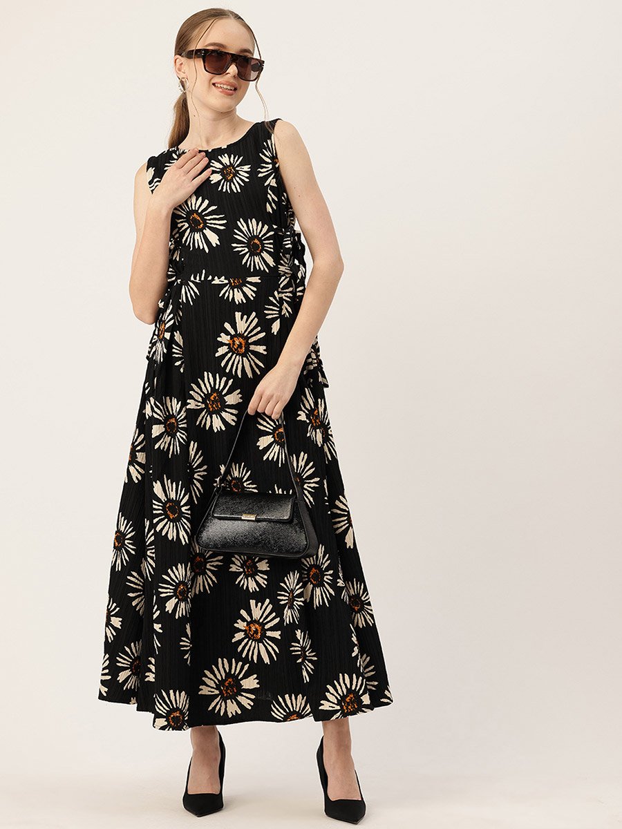 Women Floral Printed Sleeveless A-Line Maxi Dress
