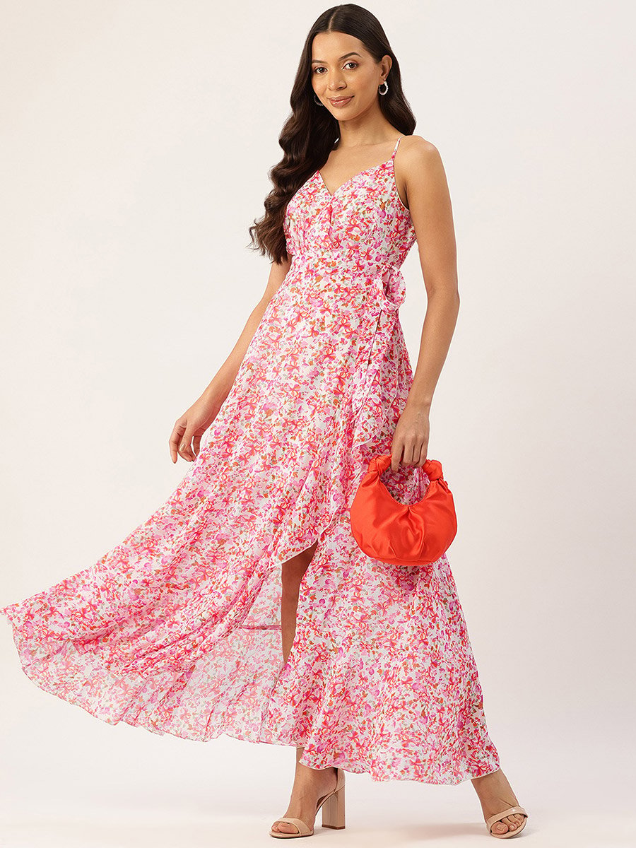 Women Floral Printed Strappy Maxi Dress