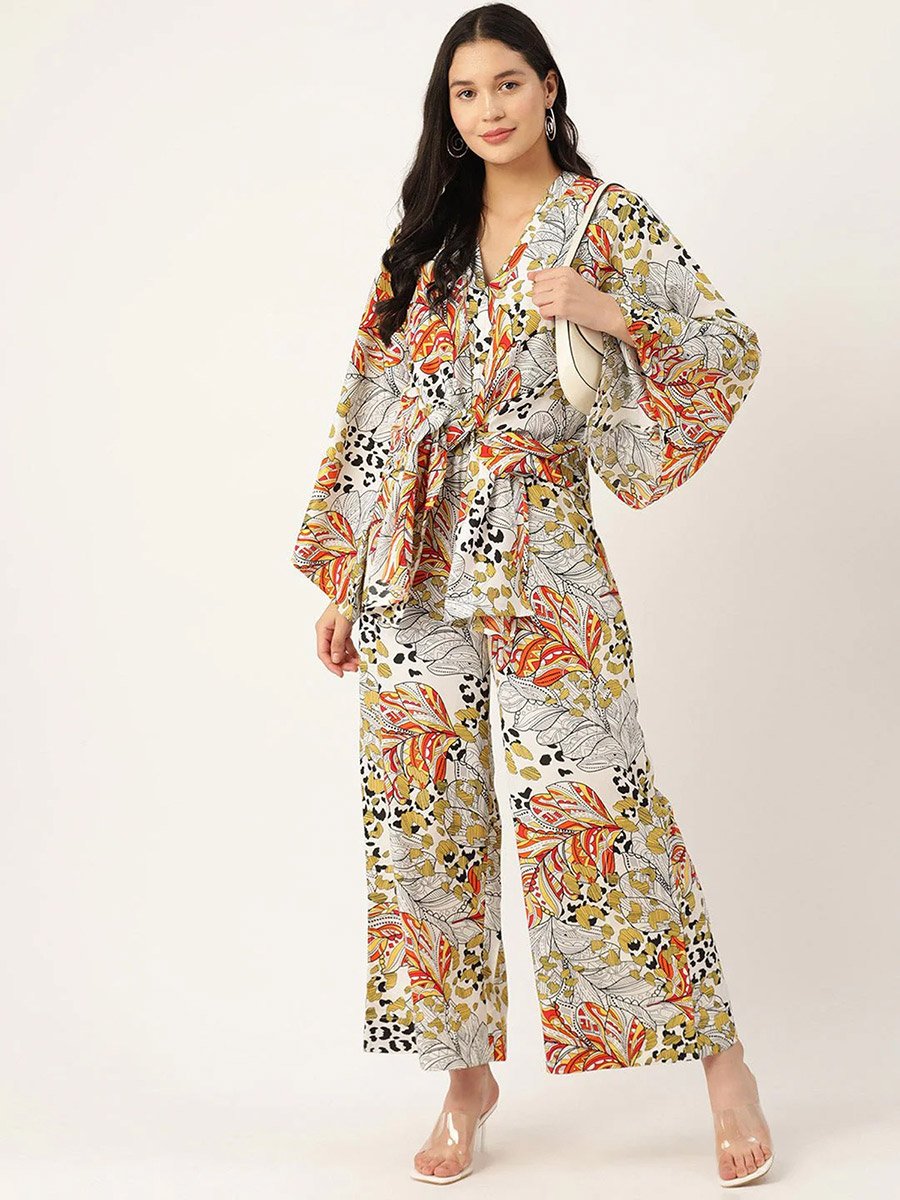 Women Floral Print Tie-Waist Jumpsuit