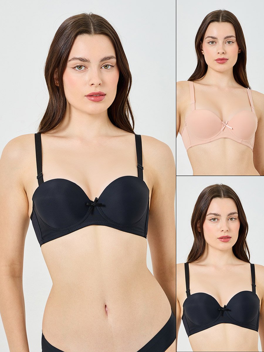 Pack of 2 - Padded Non Wired Bra with Broad Band