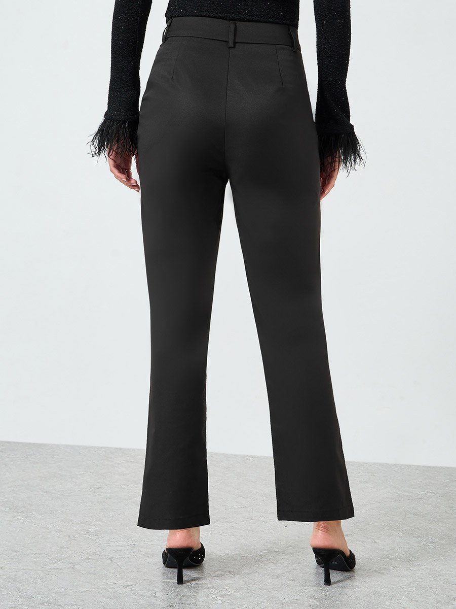 Black Mid-Rise Tapered Fit Pants