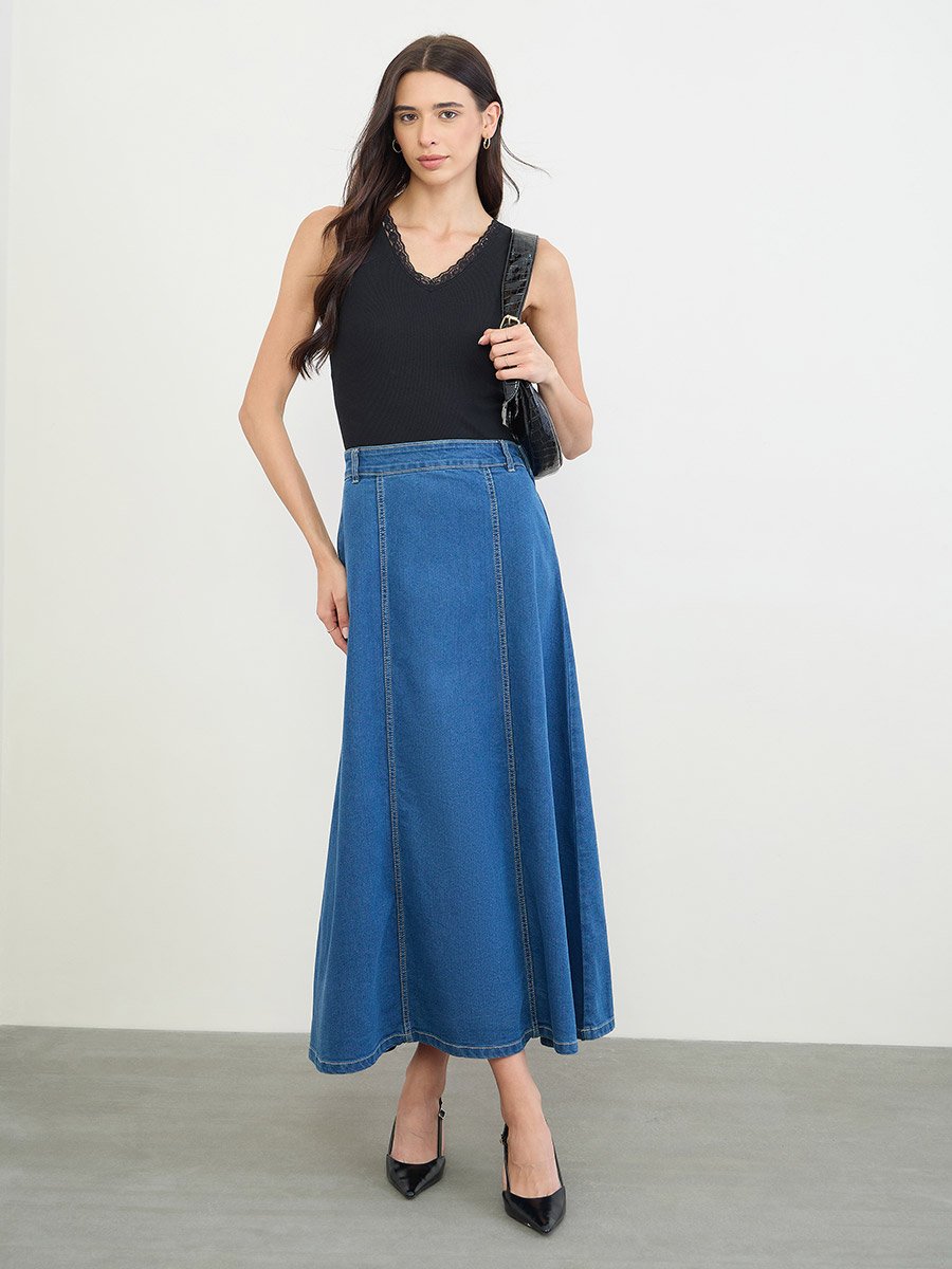 Black Ribbed Lace Trim Tank